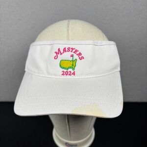 The Masters Golf Visor Hat Adjustable Hook and Loop 2024 White Pink Women's OSFM